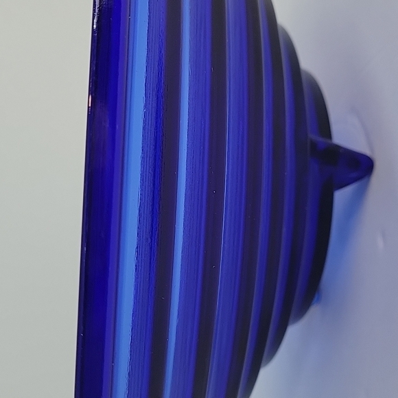 Cobalt Blue Footed  Tiered Glass Bowl Large 14" Round - Picture 11 of 11